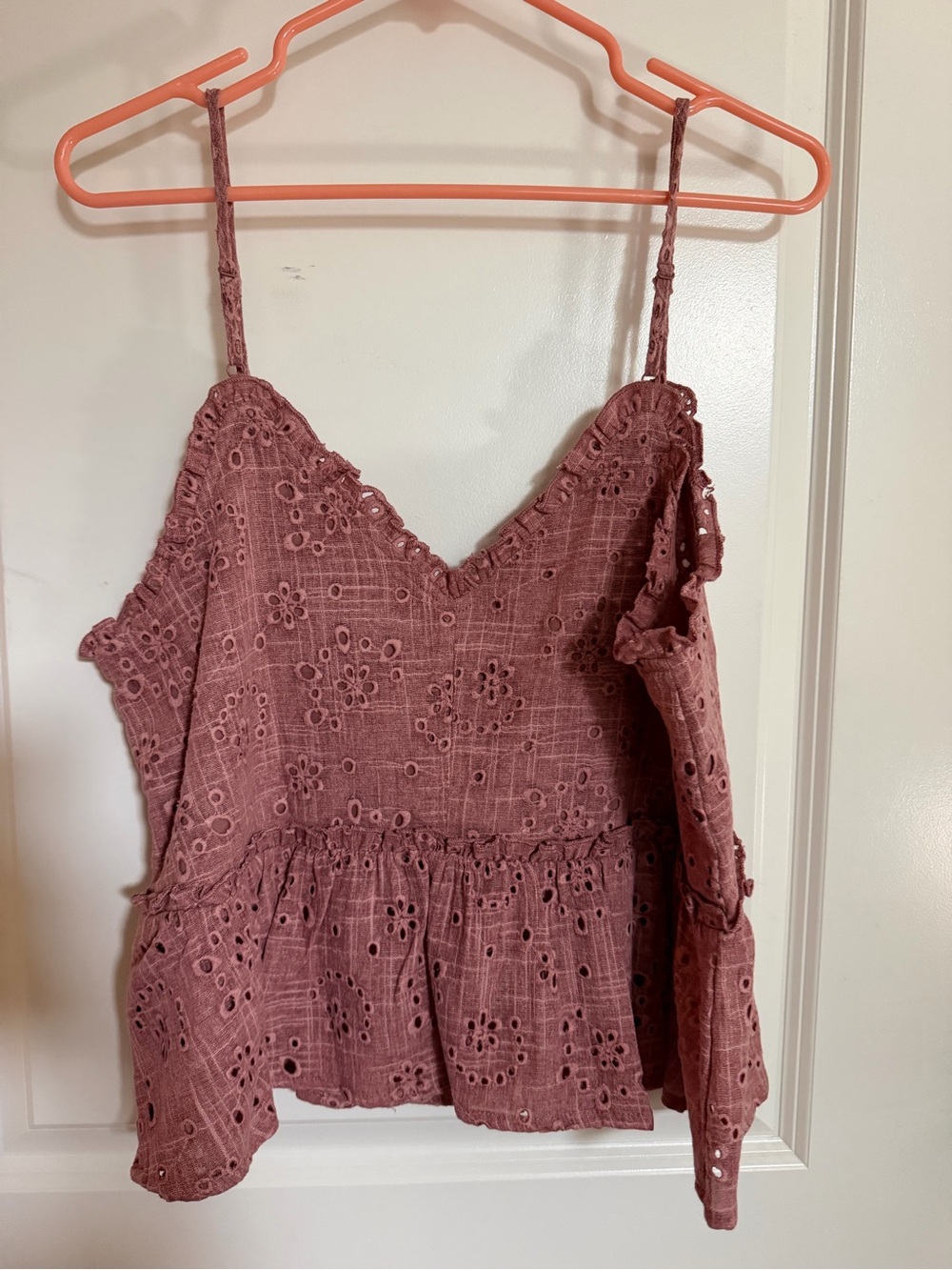 Steve Madden Dusty Rose Eyelet Peplum Camisole